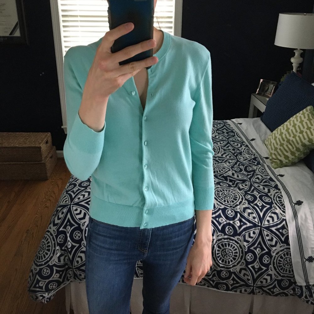 J. Crew Size S Cotton Blue Jackie Cardigan Sweater